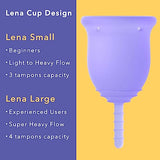 Lena Menstrual Cup - Reusable, Soft Silicone, Light & Heavy Flow, Beginner Use - Ideal Alternative to Tampons, Pads, Period Underwear - Period Solution - Regular Capacity - Gray