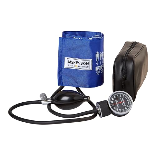McKesson Aneroid Sphygmomanometer – Manual Blood Pressure Cuff Monitor with Carrying Case, Cuff 19-27 cm, Royal Blue, 1 Count