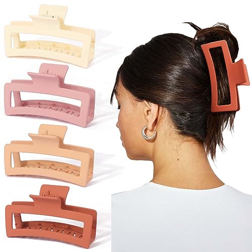 AHONEY Extra Large Claw Clips, 5 Inch XL Giant Claw Clip Strong Hold Oversized Jaw Clip, Curly Hair Clips for Thick Long Hair, Hair Accessories for Women (Warm, 4 Count)