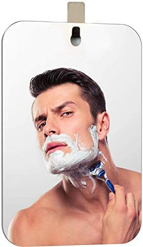 XoYo-Large Fogless Shower Mirror （11inX7.48in）, Includes 1 Adhesive Hooks, Anit-Fog Shower Mirror, Shower Makeup Shave Mirror, Frameless Shower Mirror, Wall Hanging Mirror (Large, 1 Pack)