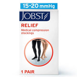 JOBST Relief Thigh High Graduated Compression Stockings 15-20mmHg - Comfortable Unisex Design with Silicone Dot Band - Closed Toe, Beige, Medium