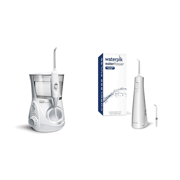 Waterpik Aquarius Water Flosser WP-660 & Cordless Pulse Water Flosser WF-20 Bundle