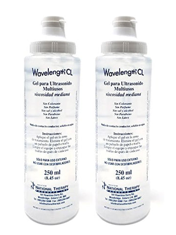 Wavelength® CL Clear Multi-Purpose Ultrasound Gel Transmission Gel Doppler Tens by Dopplerz (0.25 ltr) (Pack of 2)