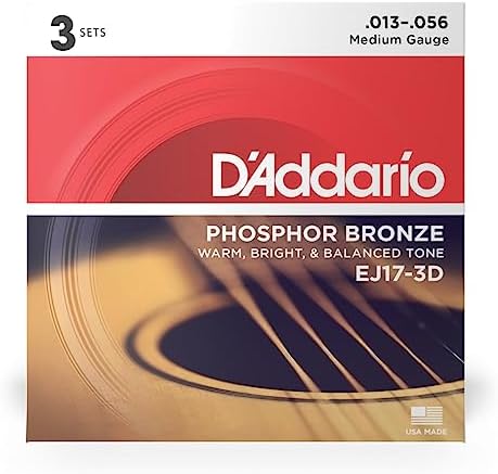 D'addario EJ17-3D Phosphor Bronze 13-56 Pack Of 3, Medium