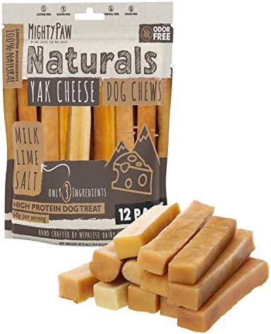 Mighty Paw Yak Cheese Chews for Dogs, All Natural Long Lasting Pet Treats. Odorless & Great for Oral Health. Limited Ingredient Chews for Puppies & Power Chewers (Medium, 12 Pack)1 Count (Pack of 1)