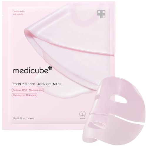 medicube Salmon DNA PDRN pink collagen jelly gel mask | overnight face mask for glass glow skin- elasticity, hydrating, firming and moisturizing | korean skincare, 28g, 1ea