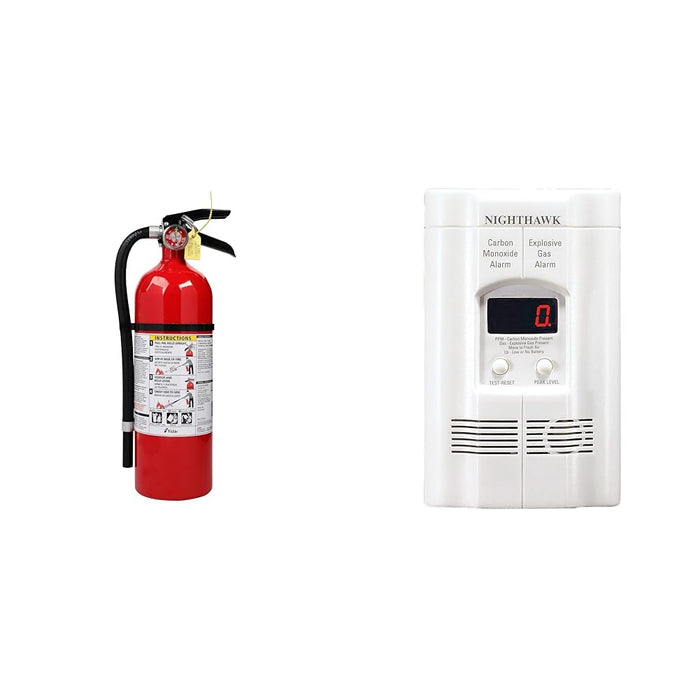 Kidde Fire Extinguisher for Commercial Use, 3-A:40-B:C, 9 Lbs., Refillable & Reusable & Carbon Monoxide Detector, Propane, Natural, Methane, & Explosive Gas Alarm