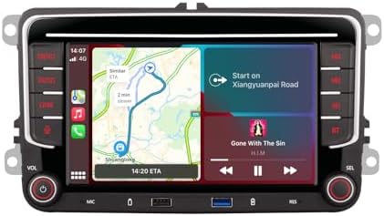 [Upgrade] YZKONG Car Stereo Compatible for VW Passat Golf MK5 Jetta Caddy EOS Tiguan with Wireless Carplay Android Auto IPS Touch Screen Car Radio, AM/FM Radio, BT, Dual USB Port