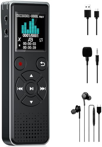 Digital Voice Recorder Voice Activated Recorder for Lectures, Meetings, Interviews - Sound Audio Recorder Dictaphone Recording Device with Playback,MP3 Player,Type C [64GB]