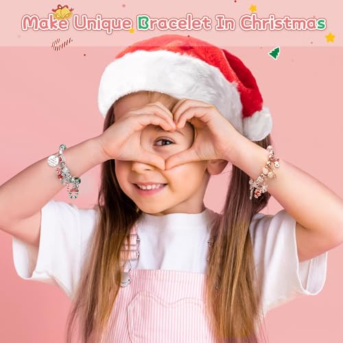 Advent Calendar 2024 Girls Bracelet Christmas Countdown Calendar,24 Days Pink DIY Christmas Charm Bracelet Gift for Girl