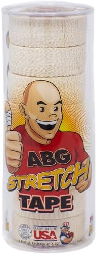 ABG Stretch Tape - Premium Thumb Tape for Crossfit, Weightlifting, MMA, Fishing, Golf, Gymnastics - Dual-Sided Adhesive, Water & Sweat Resistant, Made in USA, 100% Cotton, Lycra Threads