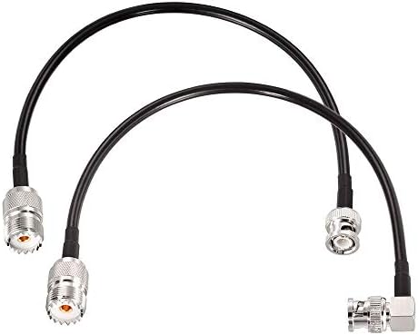 SUPERBAT BNC Male to SO239 RG58 Cable,UHF Female Jack to BNC Male Plug Adapter Jumper Cable for VHF Radio Mobile to Base Antenna scanners,12 Inch,2 Pcs
