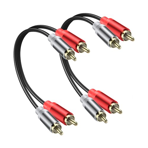 2RCA Video Extension Cable 2RCA Male to 2RCA Male Short Subwoofer Cable 2RCA to 2RCA Cable Stereo Audio Cable RCA to RCA Short Cable for HDTV Systems Speakersand DVD (2 Pcs)
