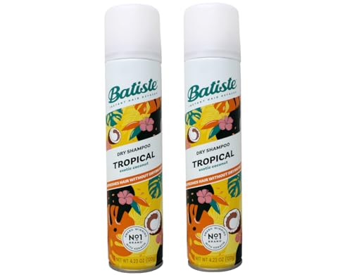 Batiste Dry Shampoo, Tropical Fragrance, Refresh Hair and Absorb Oil Between Washes, Waterless Shampoo for Added Hair Texture and Body, 6.73 OZ Dry Shampoo Bottle