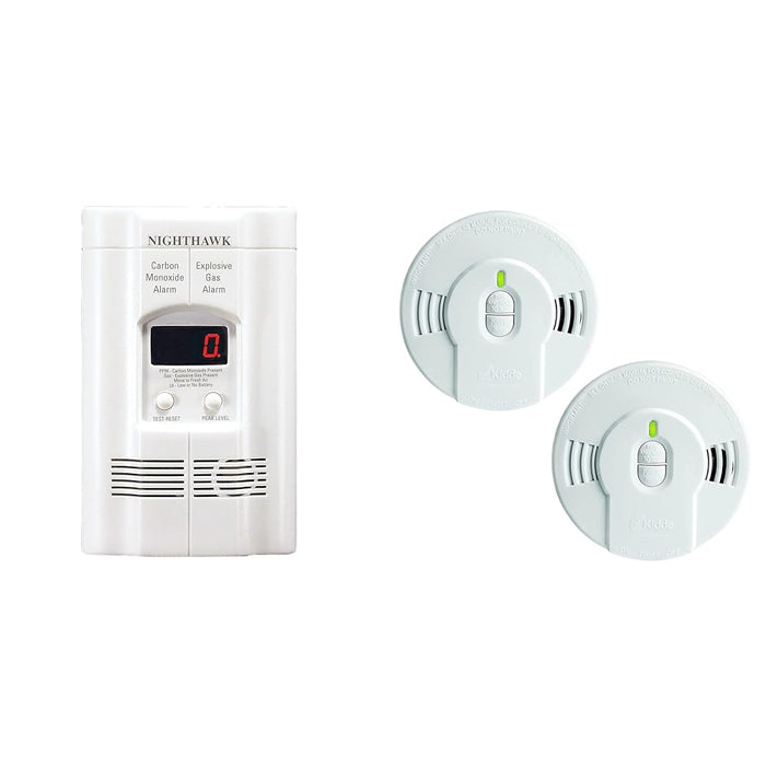 Kidde Carbon Monoxide Detector & Smoke Detector, 10-Year Battery, LED Indicators, Replacement Alert, Test-Reset Button, 2 Pack