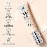 IT Cosmetics CC+ Nude Glow Lightweight Foundation + Glow Serum with SPF 40 - With Niacinamide, Hyaluronic Acid & Green Tea Extract - Tan - 1.08 fl oz