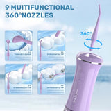 350ML Water Dental Picks for Teeth Cleaning and Flossing, Water Flosser Electric Cordless, 5 Modes 9 Jet Tips, Portable Water Dental Flosser for Daily Oral Care, Oral Irrigator Gifts for Women Men