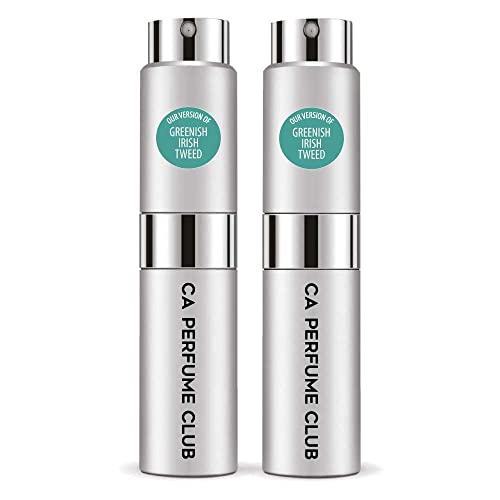 CA Perfume Impression of Greenish Irish Tweed For Men Replica Version Fragrance Dupes Concentrated Long Lasting Eau de Parfum Spray Refillable Atomizer Bottle 0.27 Fl Oz-X2