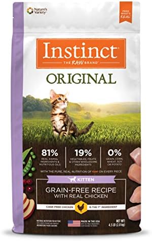 Instinct Original Kitten Grain Free Recipe with Real Chicken Natural Dry Cat Food, 4.5 lb. Bag (Pack of 4)