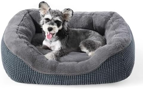 INVENHO Small Dog Bed for Small Dogs, Cat Beds for Indoor Cats Washable, Orthopedic Dog Bed, Warming Soft Calming Sleeping Puppy Bed Durable Pet Bed with Anti-Slip Bottom S(20"x19"x6")