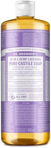Dr. Bronner's Pure Castile Liquid Soap - Made with Regenerative Organic Certified Oils - 18-in-1 Uses for Face, Body, Hand, Hair- Gentle on Sensitive Skin Body Wash- Lavender,32oz