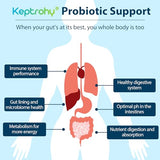 Keptrohy Probiotics for Women and Men, 300 Billion CFU Probiotics from 12 Strains Probiotic, Organic Prebiotics Blend, Shelf Stable Probiotic Supplement for Gut Immune & Digestive Health, 60 Capsules