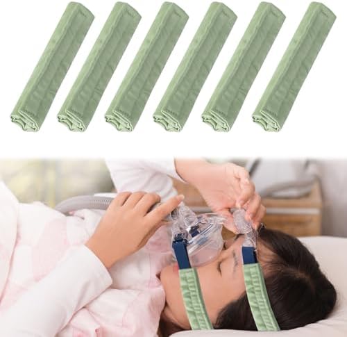 6 Packs Satin CPAP Strap Covers Soft, CPAP Mask Cushions, Breathable CPAP Strap Cushions, CPAP Hair Protector for Women and Man, Universal Silk CPAP Strap Covers for Reducing Red Marks (Light Green)