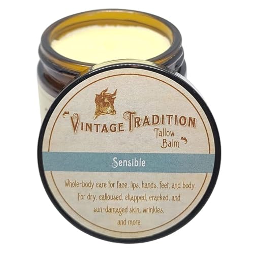Vintage Tradition Beef Tallow All Purpose Balm – Healing, Hydrating Luxurious Skin Care Salve Replaces Body Lotion, Hand Cream, More – Essential Oil, Olive Oil, and Grass-Fed Tallow, 2 fl. oz.