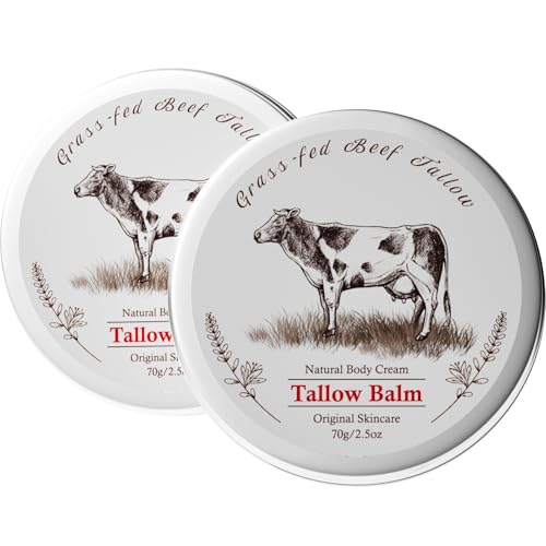 Beef Tallow, Beef Tallow for Skin, Beef Tallow for Face, Grass Fed Beef Tallow, Organic Beef Tallow Balm Face Moisturizer for All Purpose Balm, Natural Beef Tallow Lotion for Skin Care 2 Packs