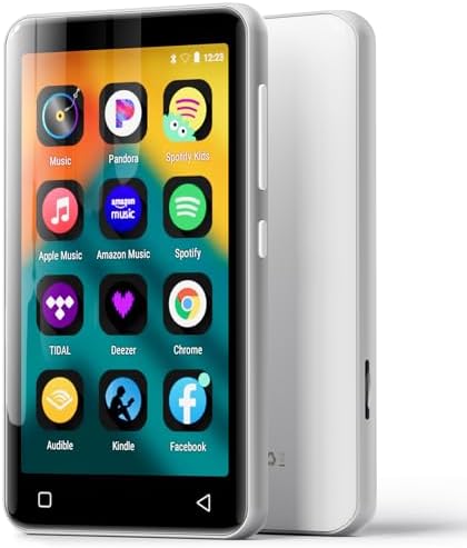 innioasis 80GB MP3 Player with Bluetooth and WiFi, MP3 Player for Kids with Spotify, Spotify Kids, Pandora, Audible, 4.0" Touch Screen Music Player with Parental Controls, Up to 1TB (White+ Silver)