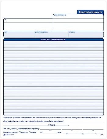 Adams Contractor’s Invoice Book, 3-Part, 50 Sets per Book, 50 Pages (ABFTC8122)