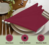 Ruvanti Cloth Napkins Set of 12, 18x18 Inches Napkins Cloth Washable, Soft, Durable, Absorbent, Cotton Blend. Table Dinner Napkins Cloth for Hotel, Weddings, Dinner, Christmas Parties - Burgundy