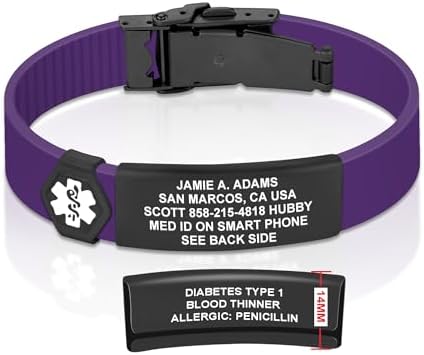 Divoti Custom Engraved Medical Alert ID Bracelet – Dual-Sided Laser Etching, Silicone Wristband, Stainless Steel Security Clasp – Adjustable & Trim-to-Fit – Emergency Medical Info Band for Men & Women