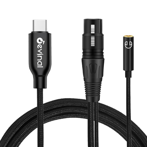 Devinal XLR-to-USB C Digital Interface, Recording Cable Cord Connector Adapter, Zero-Latency Monitoring, Compatible with MAC & Windows & Smartphone, Sumsung Huawei MacBook iPhone 15 (6.6FT)