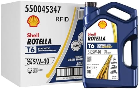 Shell Rotella T6 Full Synthetic 5W-40 Motor Oil, 1 Gallon (3 Pack)