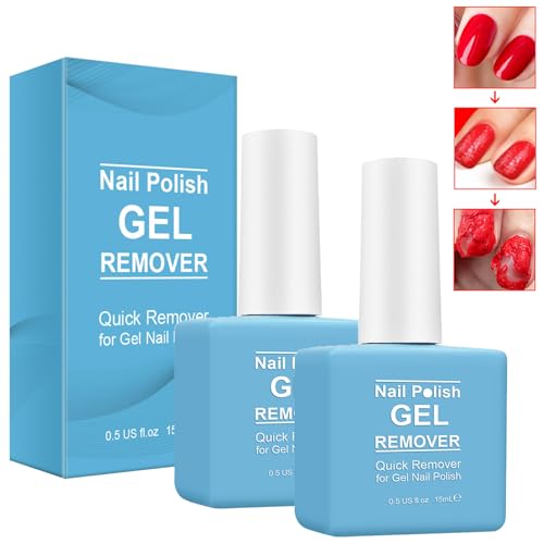 Gel Nail Polish Remover with Shape 'N' Buff Nail Buffer & Cuticle Pusher in 2-5mins, Simple Easy Gel Nail Polish Remover Set (2pack gel nail polish remover)