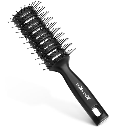 SalonSilk Vented Hair Brush for Men, Vent Brush for Blow Drying, Styling Hair Brushes for Volumizing, Detangling Hair Brush for Wet Dry Short Thick Straight Wavy Hair, Black