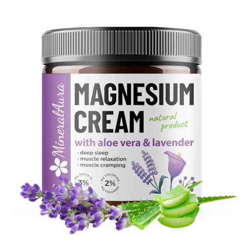 All Natural Magnesium Lotion for Topical Relief, Deep Sleep, & Leg Cramps | Lavender & Chamomile | Safe for Kids | 4oz Cream Made in USA