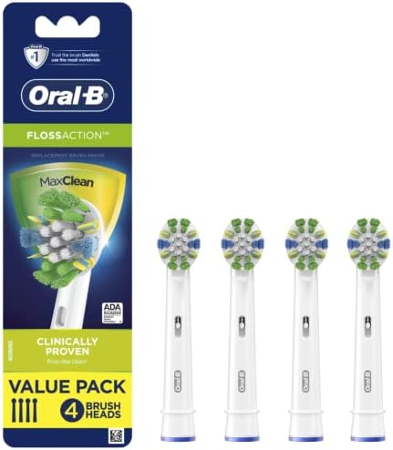 Oral-B Floss Action Replacement Brush Heads for an Oral-B Electric Toothbrush, Pack of 4