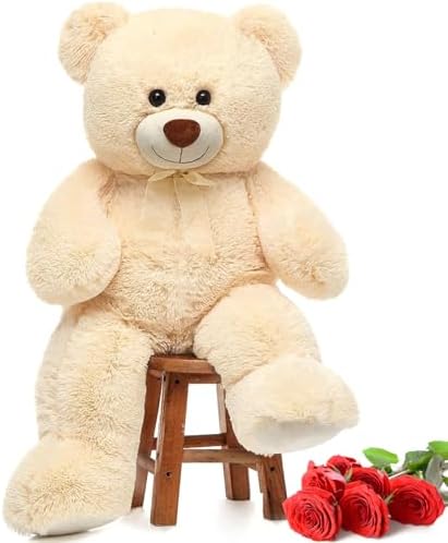 MorisMos Giant Teddy Bear Stuffed Animal 3 ft,36 in Large Teddy Bear,Big Teddy Bear for Baby Shower Decor,Soft Stuffed Bear Plush Toy for Kid Birthday Christmas Girlfriend Valentines Gift,Beige/Cream