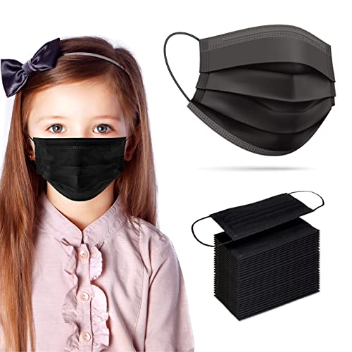 [Pack Of 500] kids Disposable Face Masks Boys and Girls 3-Ply Masks | Facial Cover with Elastic Earloops For Childcare, School (Black)