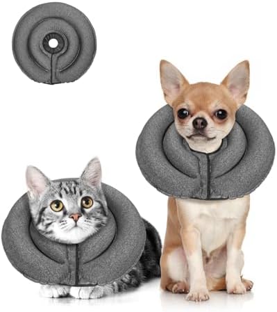 MIDOG Dog Cone Collar for Large Medium Dogs, Soft Inflatable Dog Cone Alternative After Surgery, Adjustable Protective Recovery Cone - Alternative E Collar Does Not Block Vision (Gray, XS, Patented)