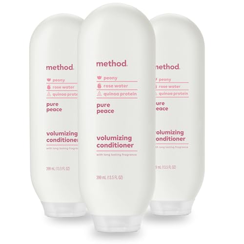 Method Volumizing Conditioner, Pure Peace with Rose, Peony, and Pink Sea Salt Scent Notes, Paraben and Sulfate Free, 13.5 oz (Pack of 3)