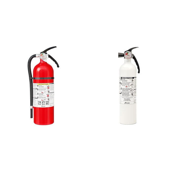 Kidde Fire Extinguisher for Home, Garage & Workshop Use, 3-A:40-B:C, 8.85 Lbs. & Wall Mount (Included) & Kitchen Fire Extinguisher, Home Use for Grease Fires, 3.9 Lbs., Wall Mount Included, White