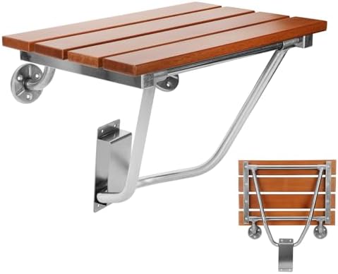 17 Inchs Folding Shower Seat Wall Mounted, Foldable Shower Bench for Small Spaces, 400lb Capacity
