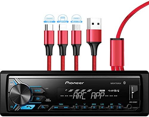 Pioneer MVH-X390BT Digital Media Receiver with Pioneer ARC app, MIXTRAX, Built-in Bluetooth and USB Direct Control for iPod/iPhone and Android Phones & zonoz 3 in 1 Multi USB Charging Cable (Bundle)
