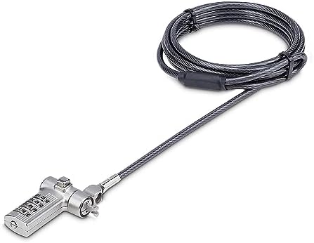 StarTech.com Universal Laptop Lock 6.6ft (2m), Security Cable for Notebooks Compatible with Noble Wedge/Nano/K-Slot, Keyless Combination Locking Cable, Cut-Resistant Cable, TAA (UNIVC4D-LAPTOP-LOCK)