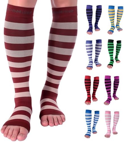Doc Miller Compression Socks for Pregnant Women – Wide Calf, Open Toe Knee Sleeve 15-20 mmHG,Toeless Pregnancy Stockings for Varicose Veins, Footless Shin Splint Relief, 1 Pair