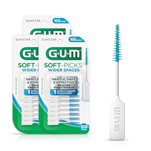 GUM Soft-Picks Wide Space, Easy to Use Dental Picks for Teeth Cleaning Health, with Convenient Carry Case, Dentist Recommended Dental Picks, 100ct (3pk)