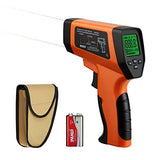 Dual Laser Infrared Thermometer Temperature Gun, -58℉~1382℉ | Digital Laser Thermometer Gun for Cooking, Pizza Oven Grill & Engine with Holster | IR Gun with Backlit & Max-Min Measure & Data Storage